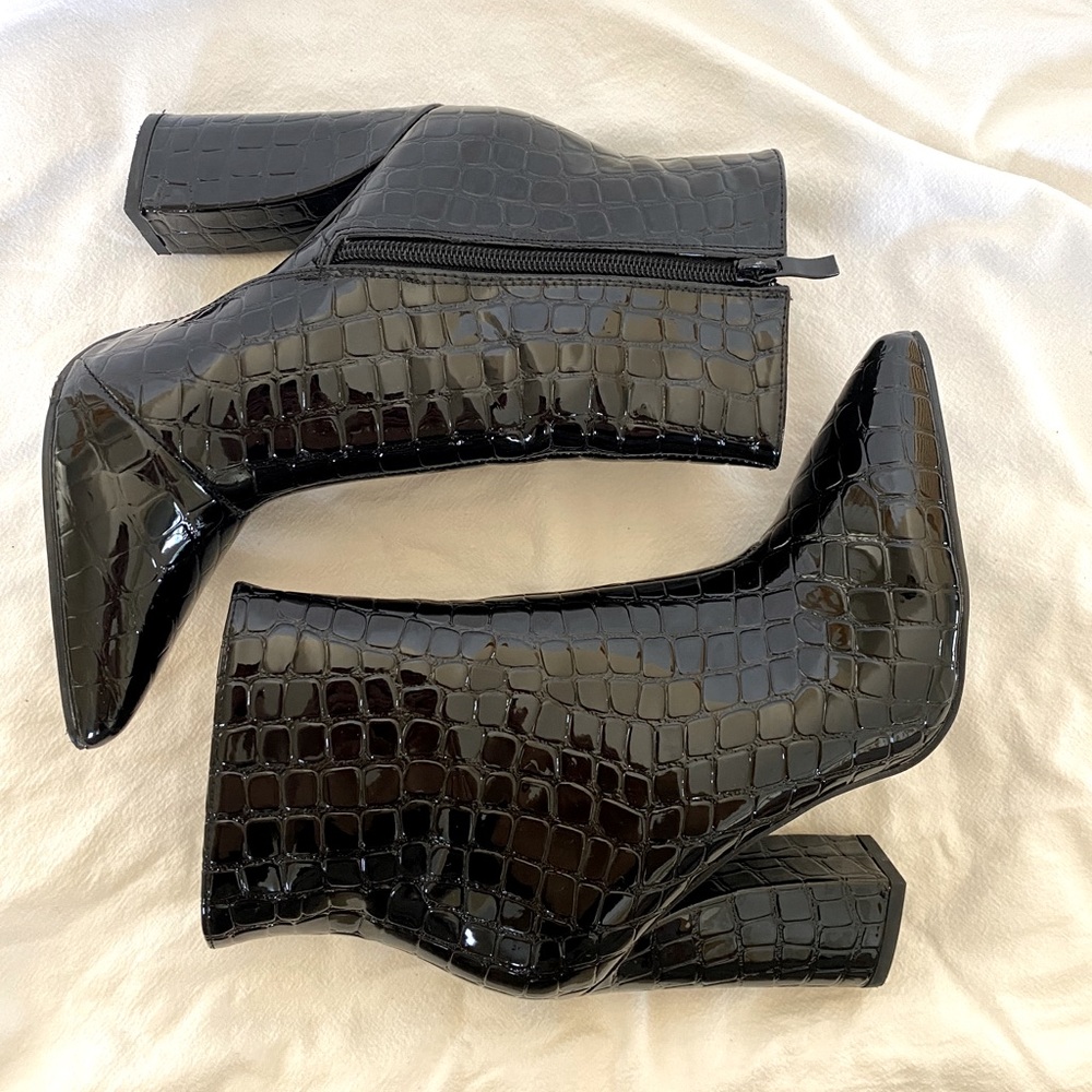 Nastygal Croc pleather booties